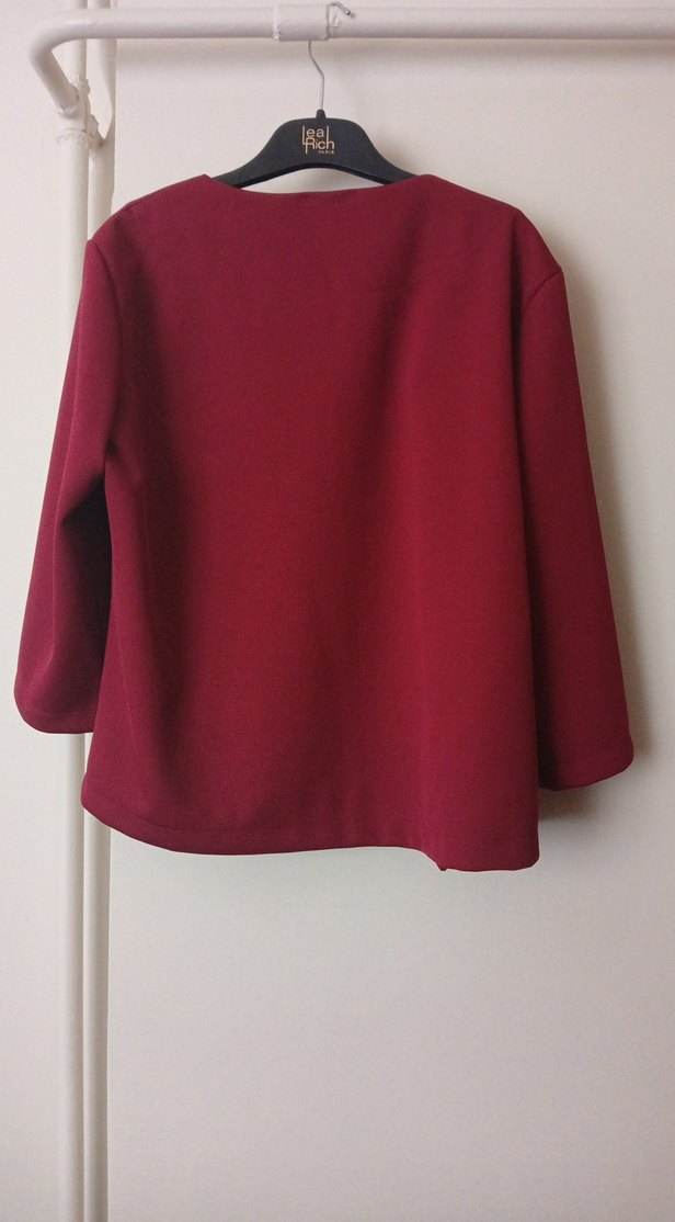 Bordo Midi Kadın Ceket Notched Yaka - Görsel 3