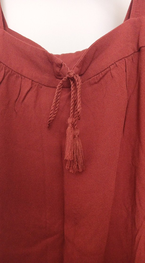 Kahverengi V Yakalı Viskoz Kadın Bluz - Görsel 4