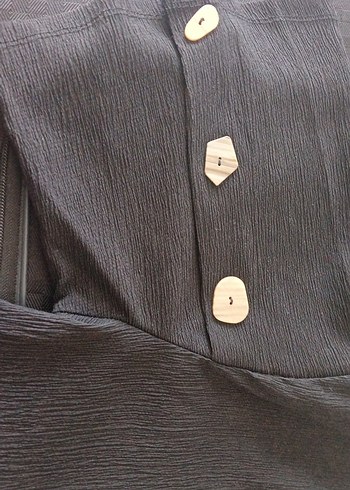 Düğmeli Siyah Kadın Bluz - Görsel 5