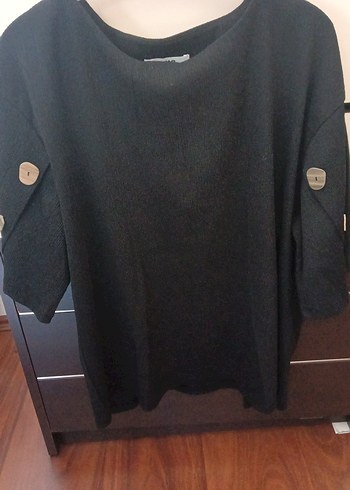 Düğmeli Siyah Kadın Bluz - Görsel 8