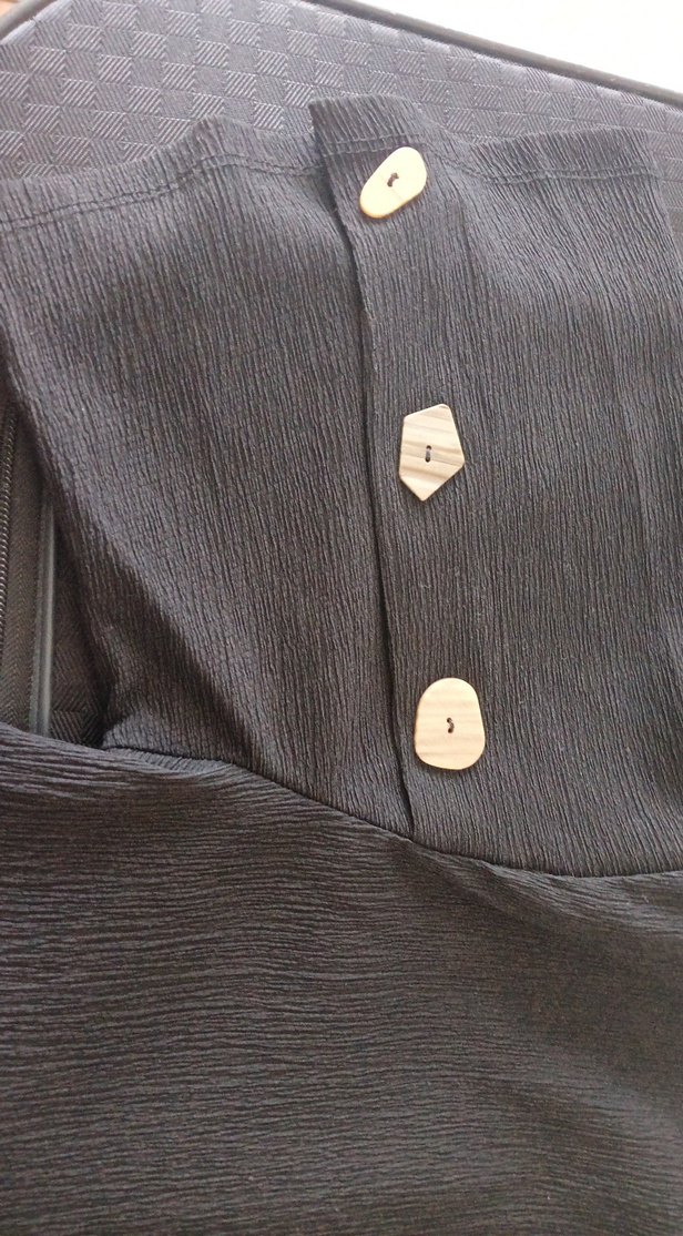 Düğmeli Siyah Kadın Bluz - Görsel 5