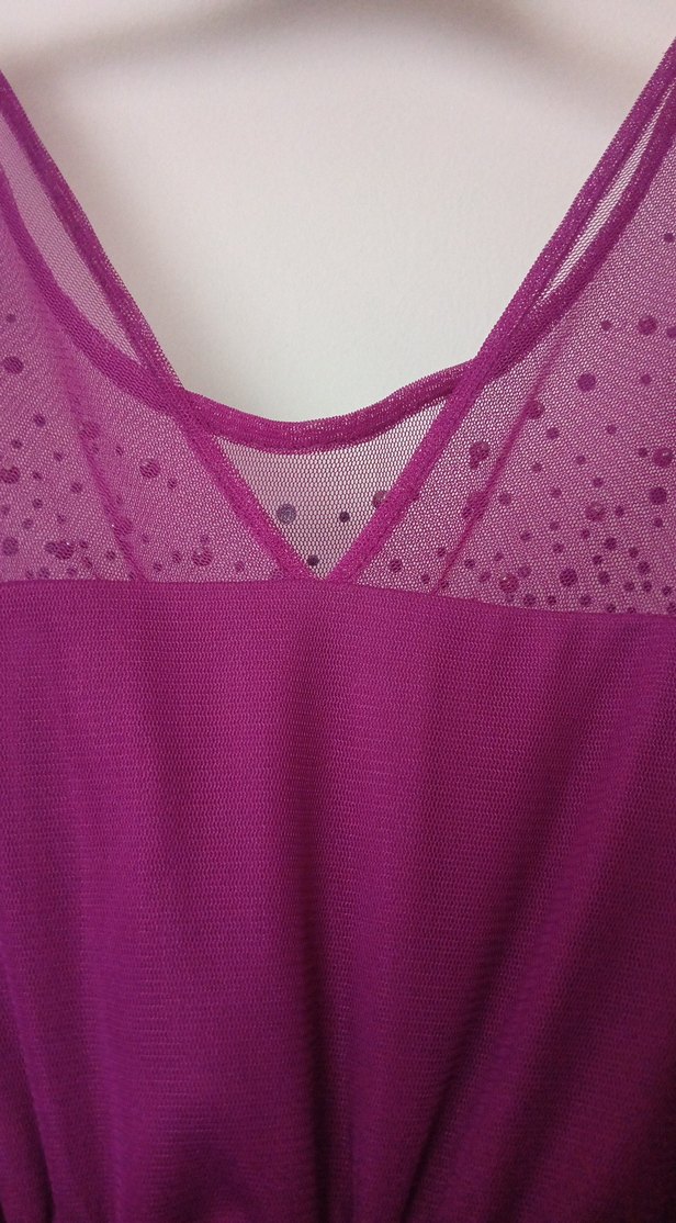 Mor V Yakalı Drapeli Midi Abiye Elbise - Görsel 5