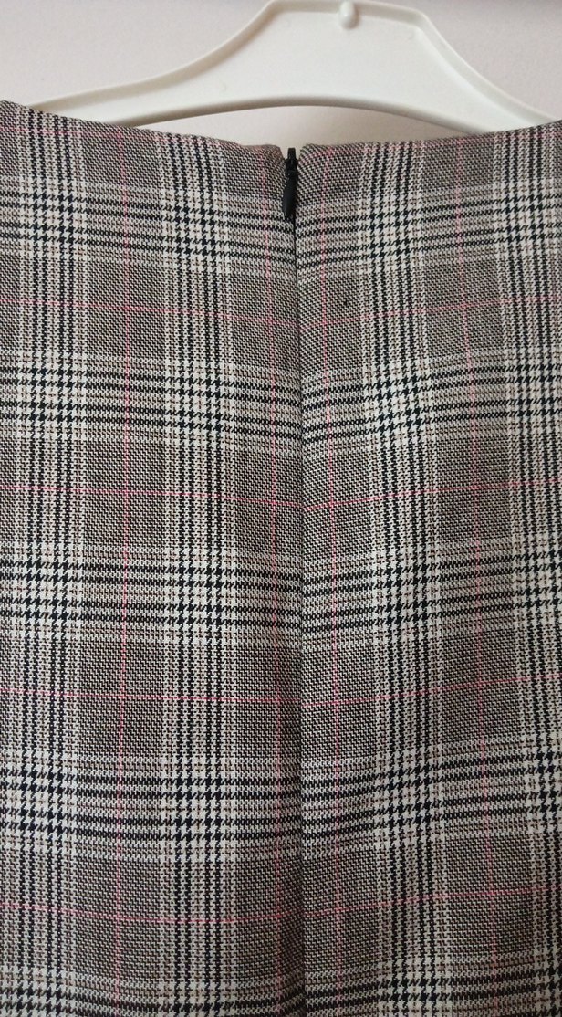 Bej Ekose Midi Elbise - Görsel 5