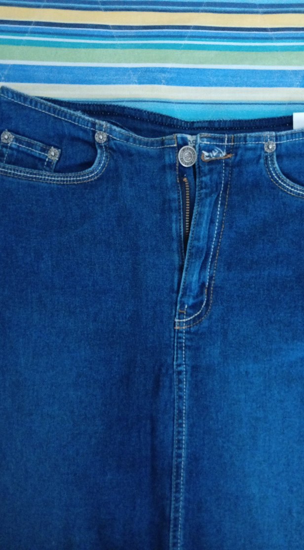 Kadın Mavi Midi Kot Etek - Görsel 2