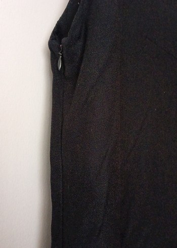 Kadın Siyah Kolsuz Keten Elbise - Görsel 6