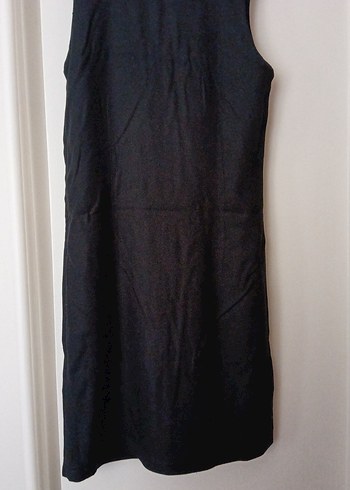 Kadın Siyah Kolsuz Keten Elbise - Görsel 5