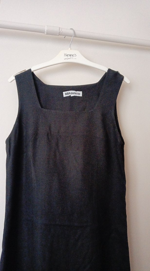 Kadın Siyah Kolsuz Keten Elbise - Görsel 2