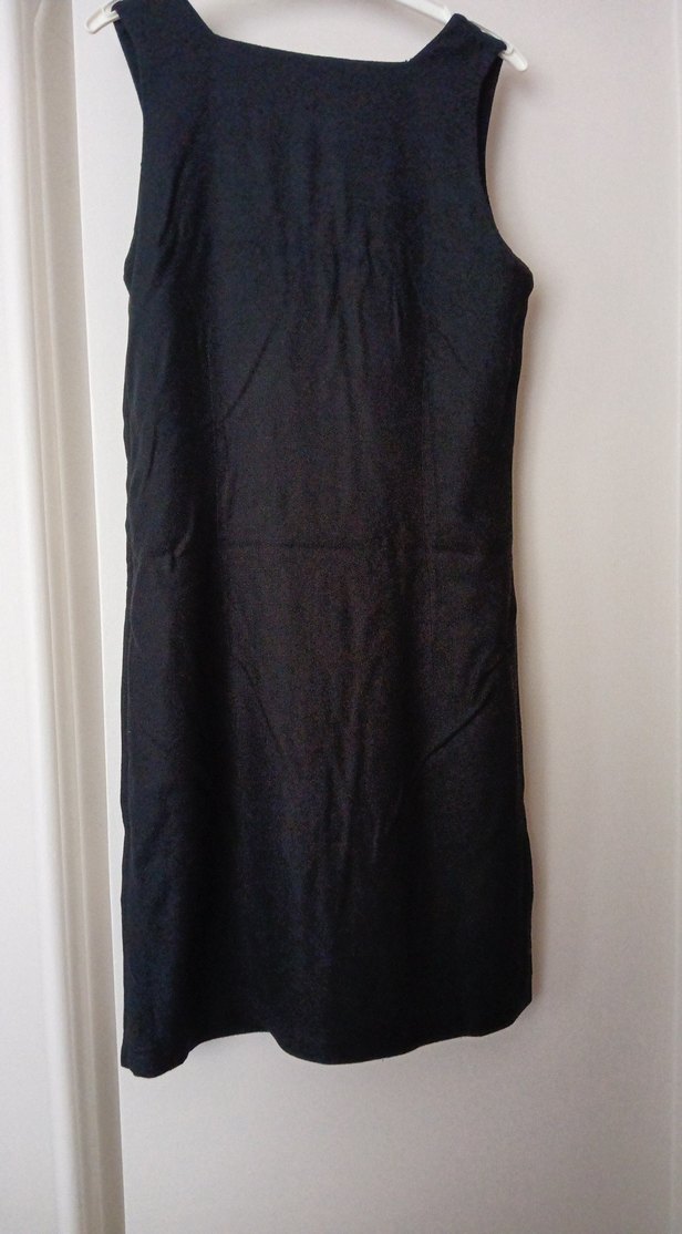 Kadın Siyah Kolsuz Keten Elbise - Görsel 5