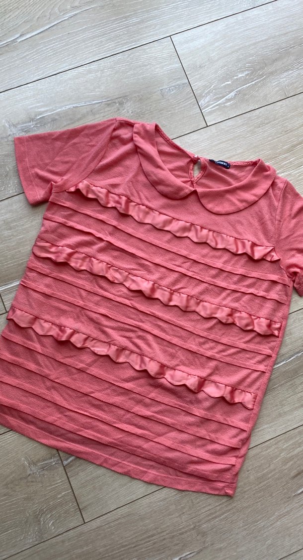 Pembe Kısa Kollu Hamile Tişört - Görsel 2