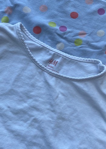 H&M Beyaz Kız Çocuk Uzun Kollu Pamuklu Tişört - Görsel 4