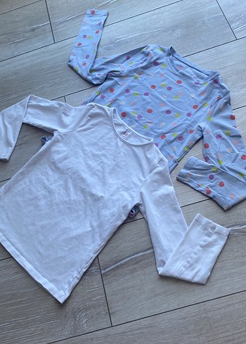 H&M Beyaz Kız Çocuk Uzun Kollu Pamuklu Tişört - Görsel 8