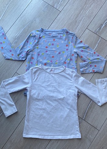 H&M Beyaz Kız Çocuk Uzun Kollu Pamuklu Tişört - Görsel 7