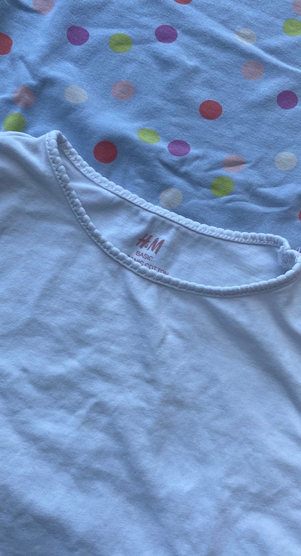 H&M Beyaz Kız Çocuk Uzun Kollu Pamuklu Tişört - Görsel 4