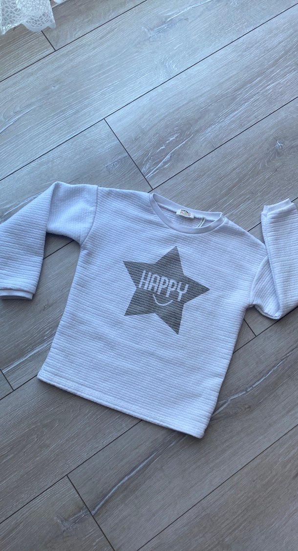 Beyaz Uzun Kollu Kız Triko Sweatshirt - Görsel 2