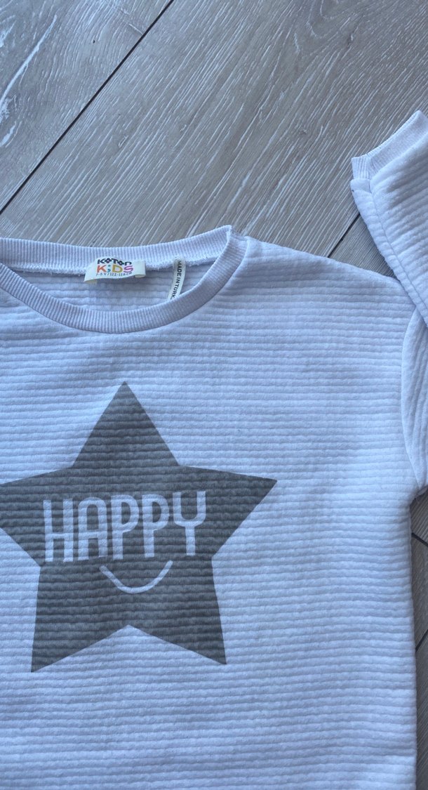 Beyaz Uzun Kollu Kız Triko Sweatshirt - Görsel 5