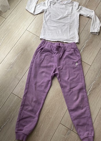 Mor Pamuklu Rahat Kesim Kız Eşofmanı - Görsel 2