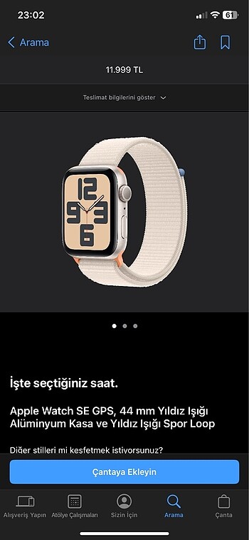 Apple Watch SE 44 mm GPS ayışığı