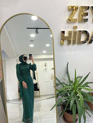m Beden yeşil Renk Tesettür abiye