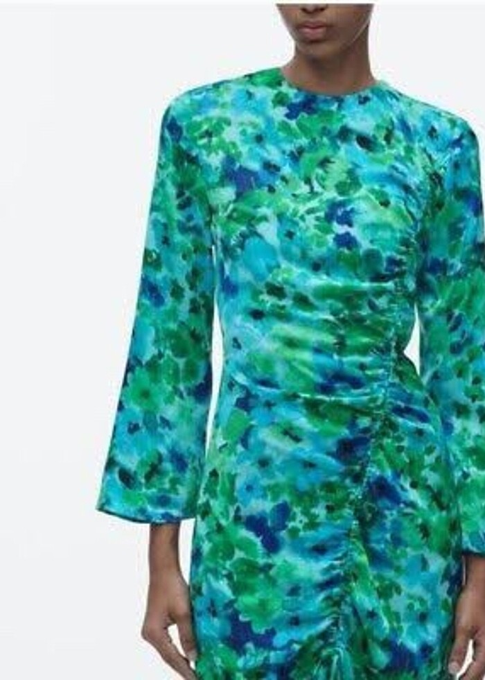 Zara çiçek desenli midi elbise - Görsel 3