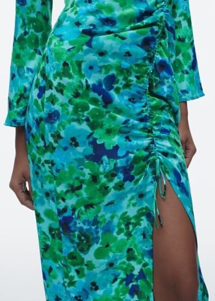 Zara çiçek desenli midi elbise - Görsel 4