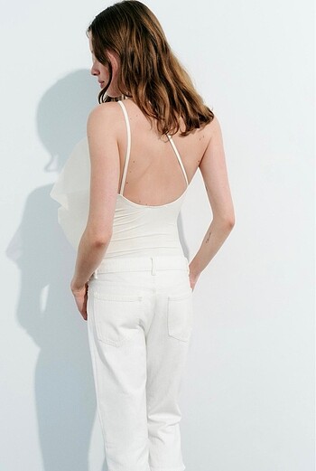 Zara büyük organze yelpaze body - Görsel 5