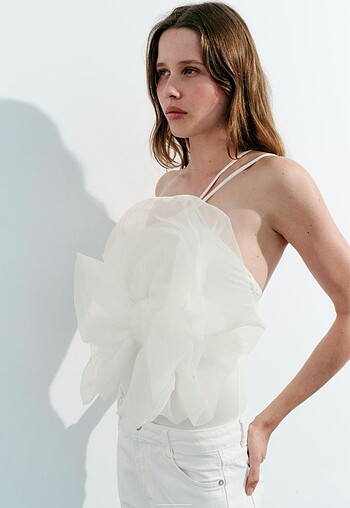 Zara büyük organze yelpaze body - Görsel 3