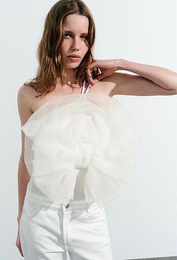 Zara büyük organze yelpaze body - Görsel 4