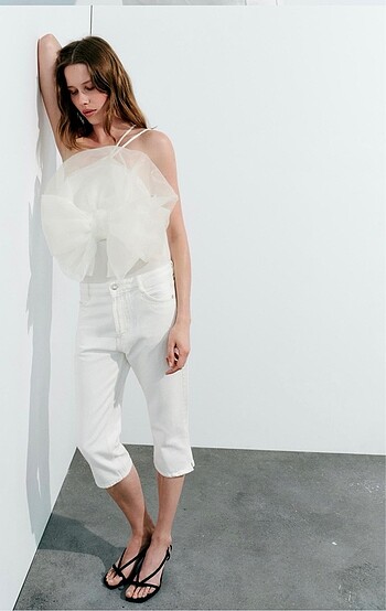 Zara büyük organze yelpaze body - Görsel 2