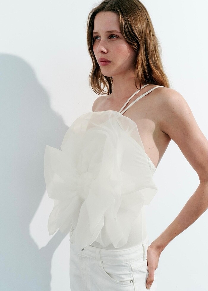 Zara büyük organze yelpaze body - Görsel 3