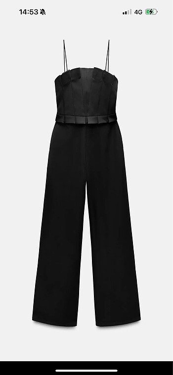 Zara geniş paçalı krep tulum - Görsel 6