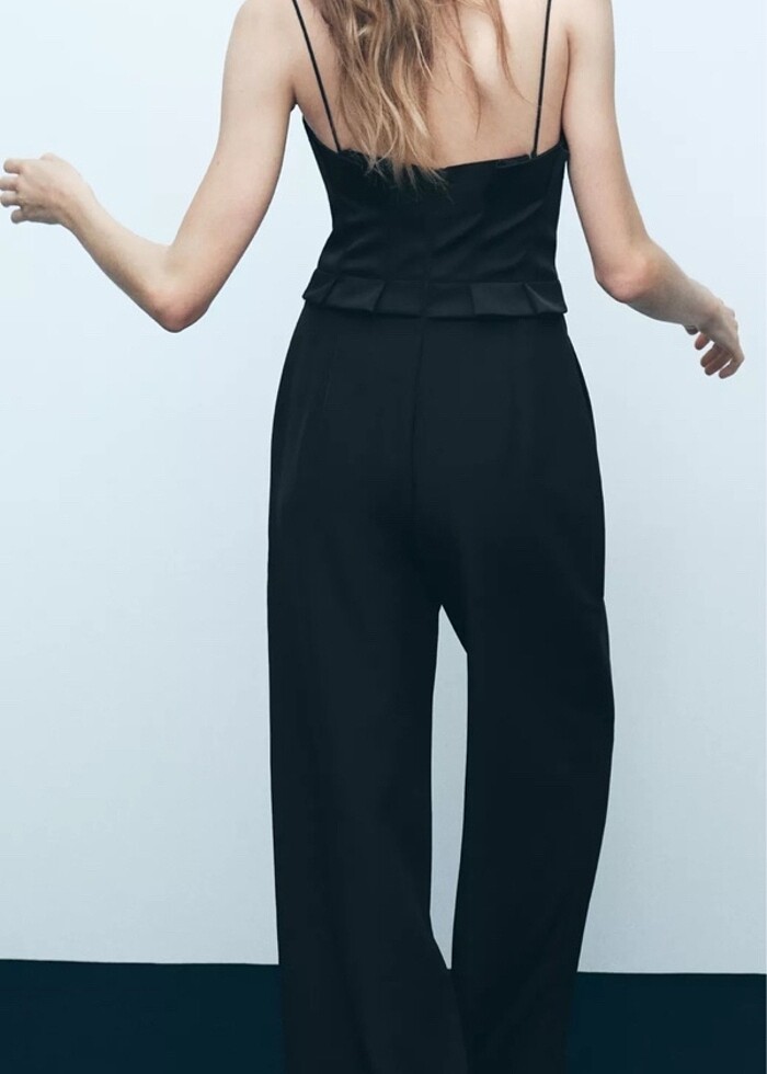 Zara geniş paçalı krep tulum - Görsel 5