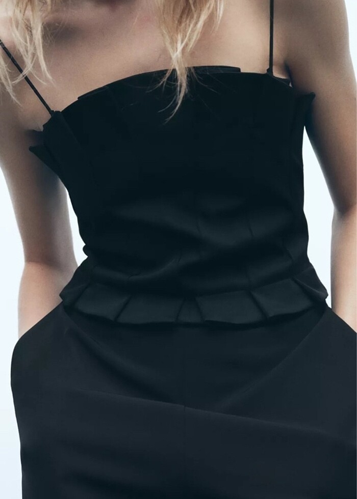 Zara geniş paçalı krep tulum - Görsel 2