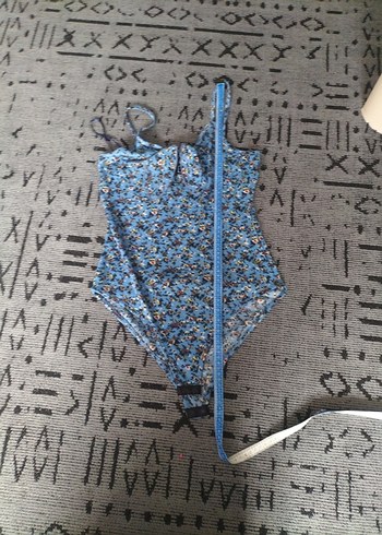 Mavi İnce Askılı Mini Kadın bluz - Görsel 5