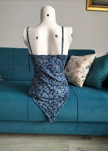 Mavi İnce Askılı Mini Kadın bluz - Görsel 2