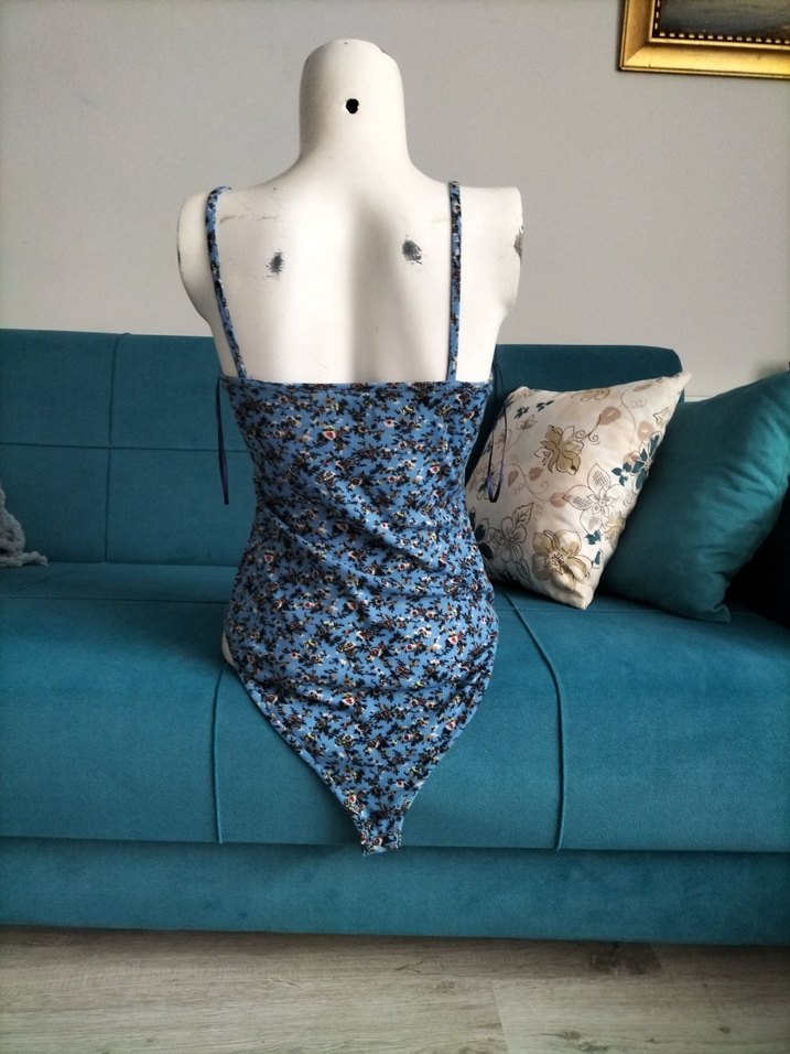 Mavi İnce Askılı Mini Kadın bluz - Görsel 2