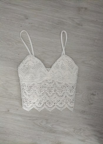 36 Beden beyaz Renk Nakışlı Beyaz Mini Bohem crop