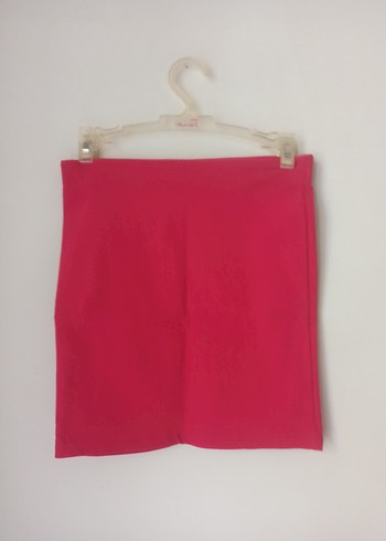 Pembe Mini Düz Kesim Etek