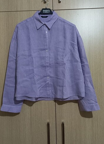 xs Beden mor Renk MASSIMO DUTTI KETEN GÖMLEK