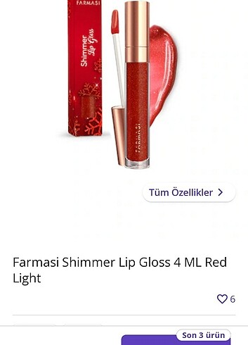  Beden Farmasi Shimmer Lip Gloss 4 ML Red Light 