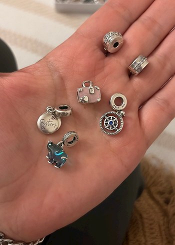 Pandora Sik Ve Renkli Gumus Charm Seti