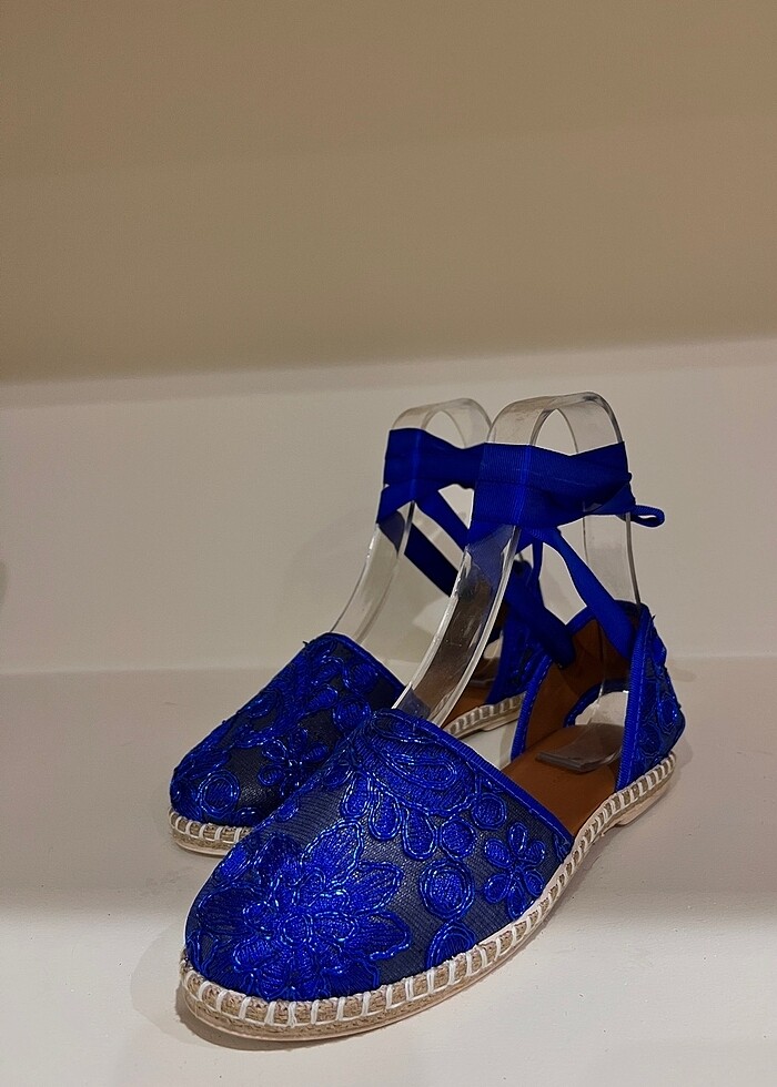 hakiki deri bilekten bağlamalı espadril - Görsel 2