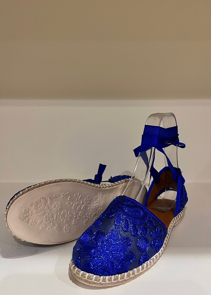 hakiki deri bilekten bağlamalı espadril - Görsel 3