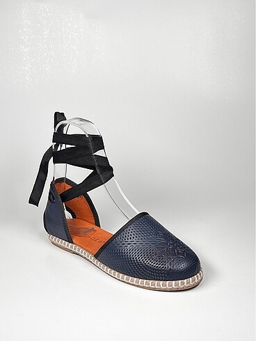 baskılı hakiki deri bilekten bağlamalı kadın espadril ayakkabı - Görsel 6