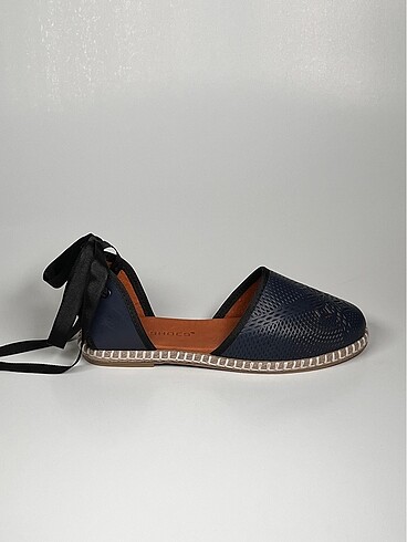 baskılı hakiki deri bilekten bağlamalı kadın espadril ayakkabı - Görsel 5