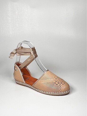 baskılı hakiki deri bilekten bağlamalı kadın espadril ayakkabı - Görsel 12