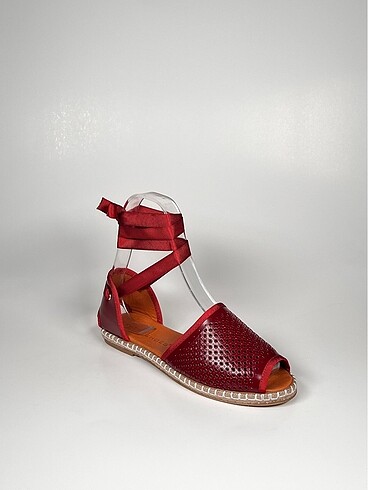 Hakiki deri bilekten bağlamalı kadın espadril ayakkabı - Görsel 3