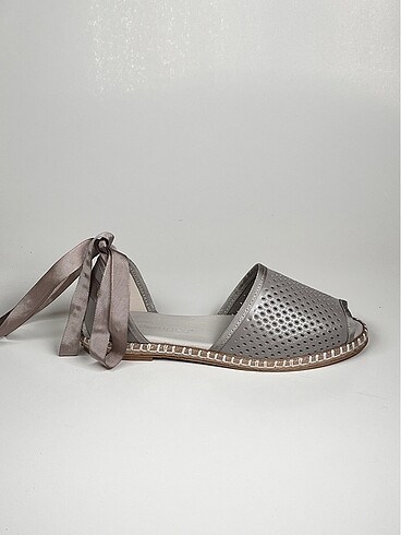 Hakiki deri bilekten bağlamalı kadın espadril ayakkabı - Görsel 11