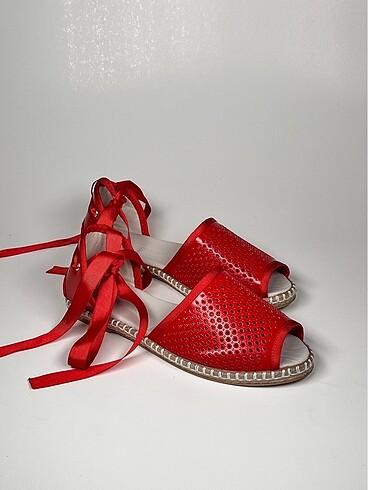 Hakiki deri bilekten bağlamalı kadın espadril ayakkabı - Görsel 7