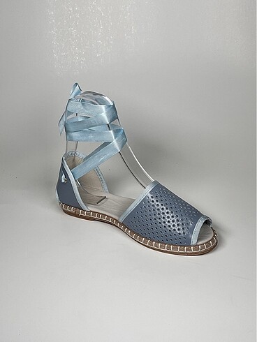 Hakiki deri bilekten bağlamalı kadın espadril ayakkabı - Görsel 15