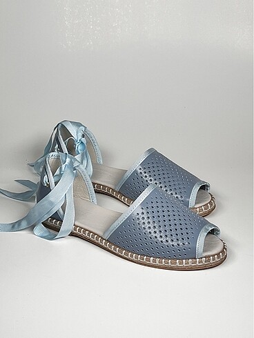 Hakiki deri bilekten bağlamalı kadın espadril ayakkabı - Görsel 13